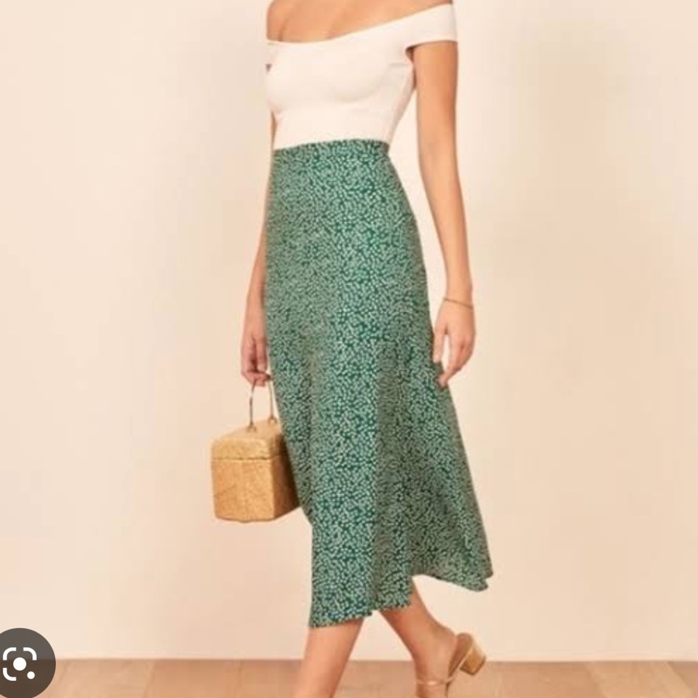 Reformation Bea Skirt Green Floral Wyoming size 0